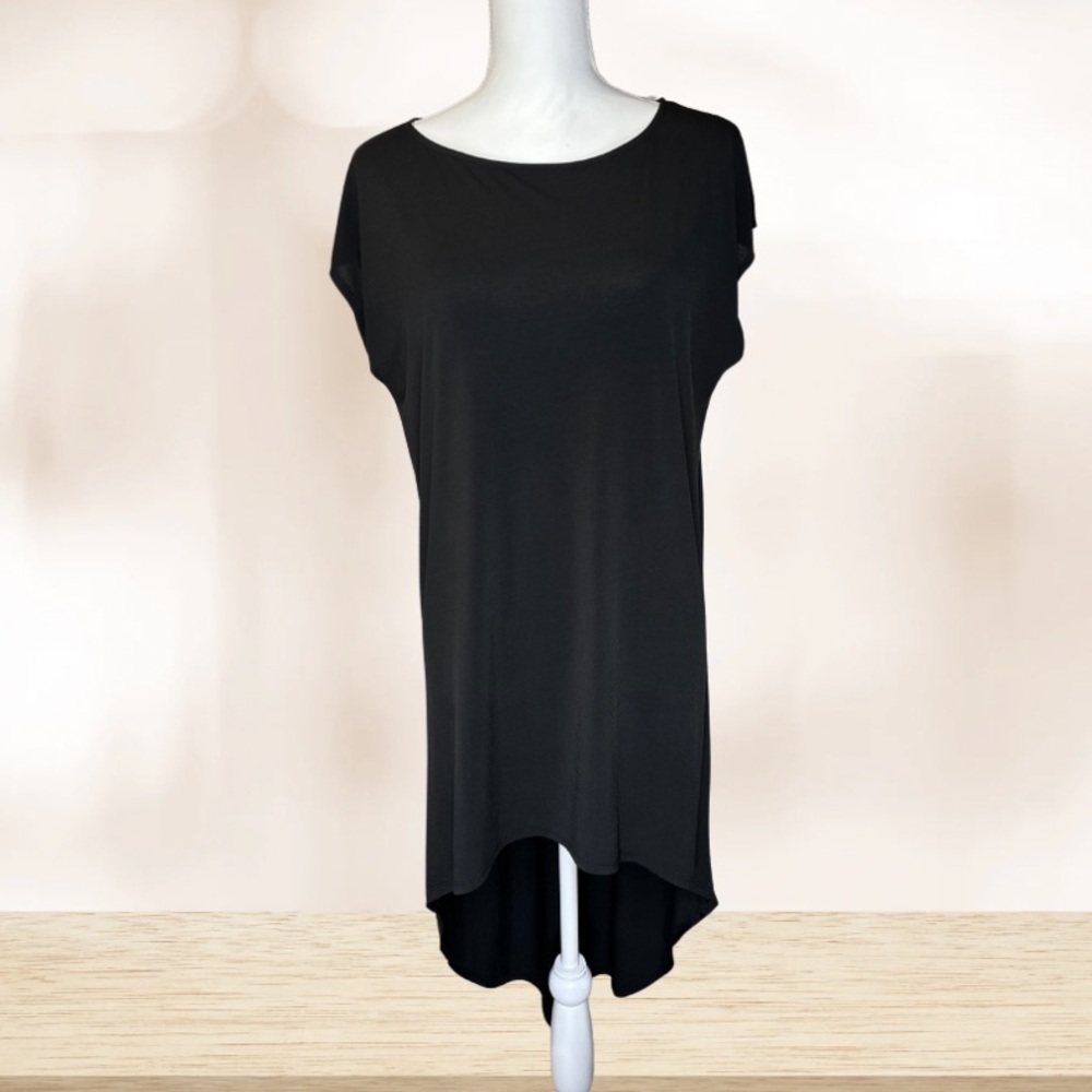 Black Asymmetrical High-Low Sheath Dress